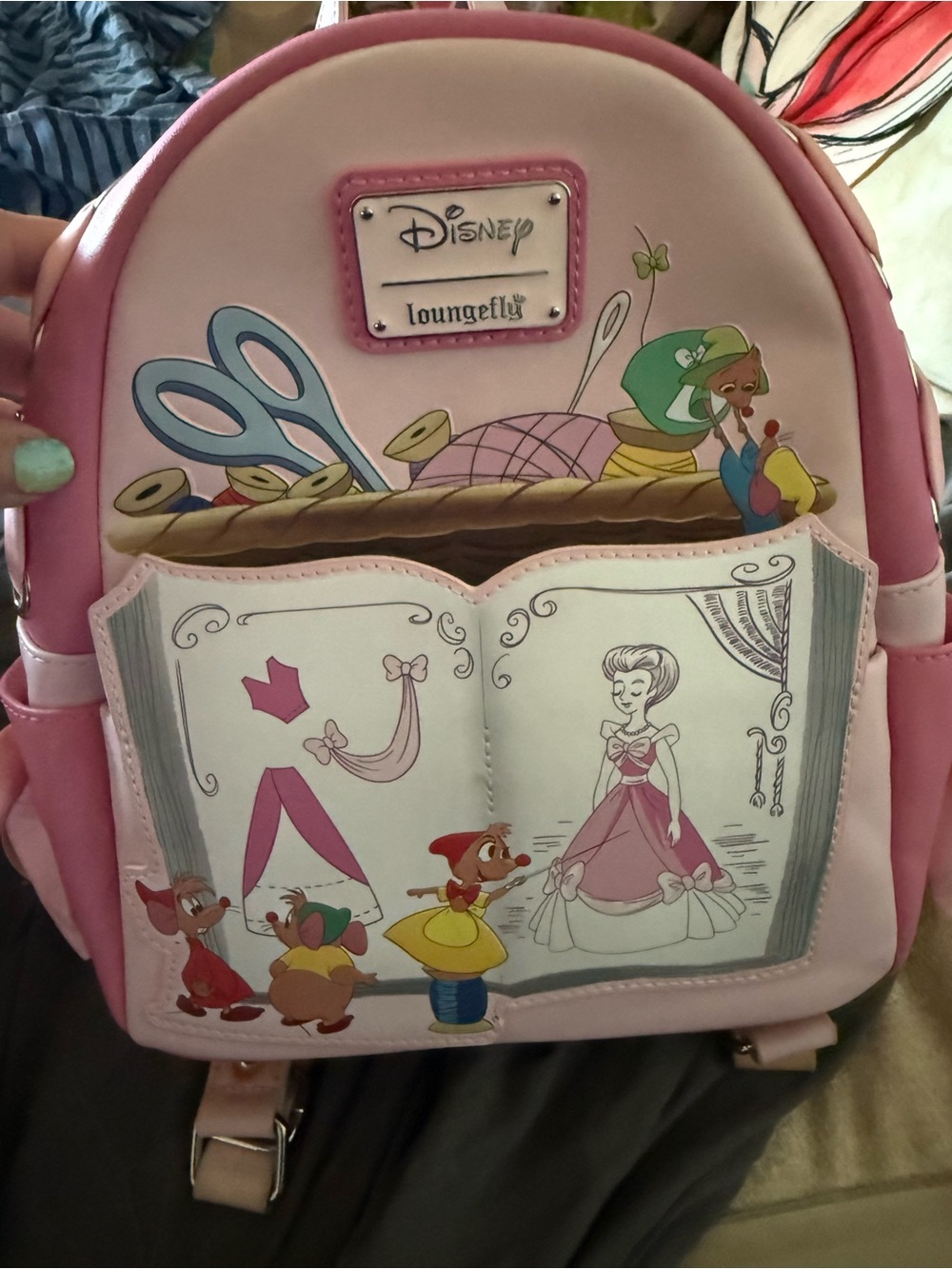 Loungefly Pink and Light Blue Cinderella Storybook Mini Backpack